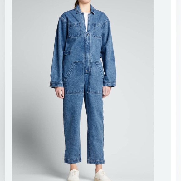 NWT Still Here Selma jumpsuit in farm blue size large - Picture 1 of 9